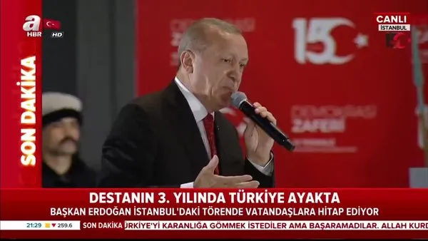 Başkan Erdoğan 15 Temmuz etkinliğinde şiir okudu