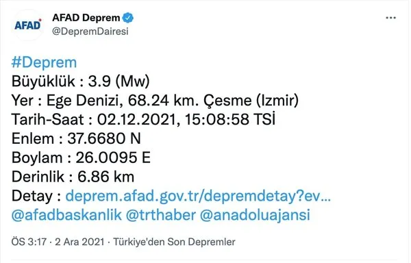 son dakika ege de 3 9 siddetinde deprem izmir cesme de deprem oldu galeri yasam
