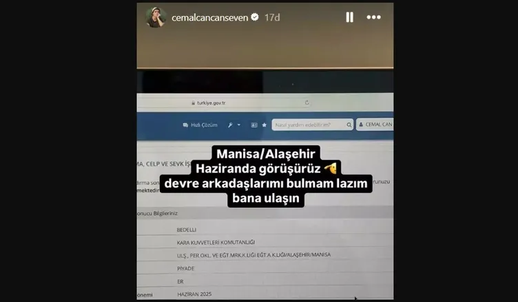 Survivor Şampiyonu Cemal Can’ın askerlik yeri belli oldu! Bana ulaşın