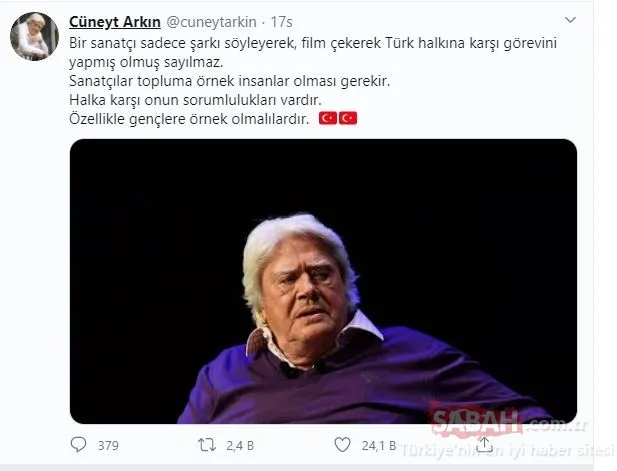 Usta sanatçı Cüneyt Arkın'dan Halil Sezai'ye sert gönderme! Cüneyt Arkın: Şarkı söyleyerek sanatçı olunmaz...