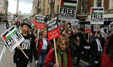 Filistin’i destekleyen binlerce kişi Londra’da yürüdü