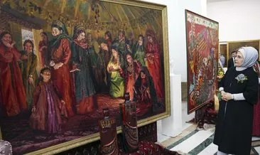 Emine Erdoğan Türkmen El Sanatları Sergisi’ni gezdi