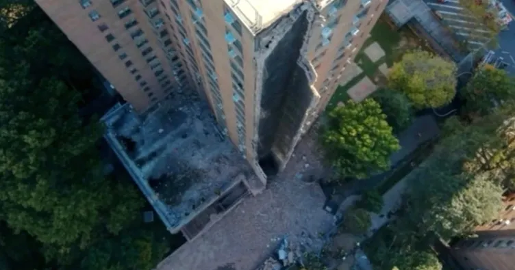 New York’ta çok katlı binanın bir kısmı çöktü