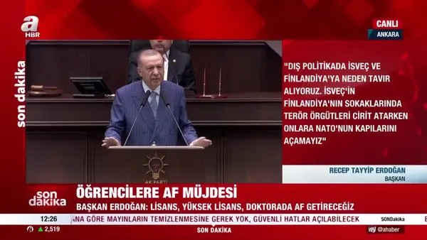 Başkan Erdoğan'dan öğrencilere af müjdesi: 