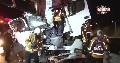 Kuzey Marmara Otoyolu’nda tır, kamyona arkadan çarptı: 2 yaralı | Video