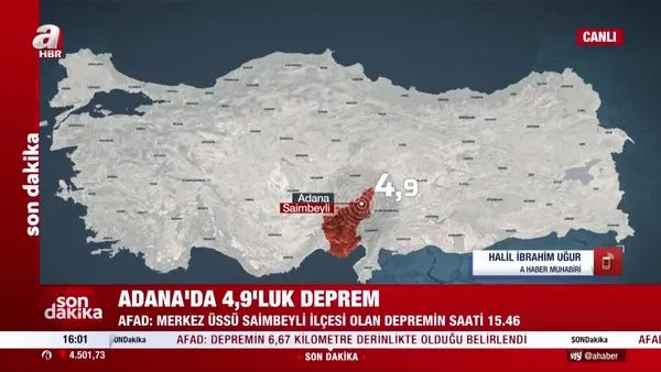 SON DAKİKA! Adana'da 4.9 büyüklüğünde korkutan deprem | Video
