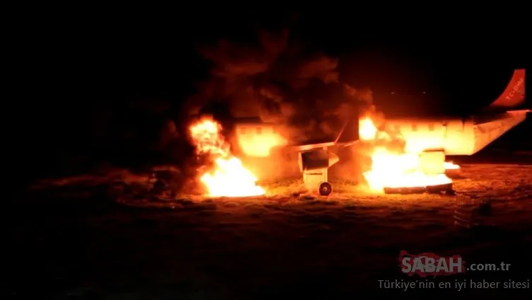 Nefes kesen uçak yangını tatbikatından fotoğraflar