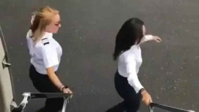 Pilotlarda araçtan inip dans etme akımına dahil oldu!