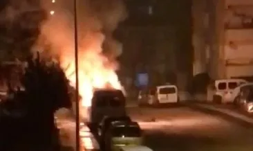 Park halindeki kamyonet yandı