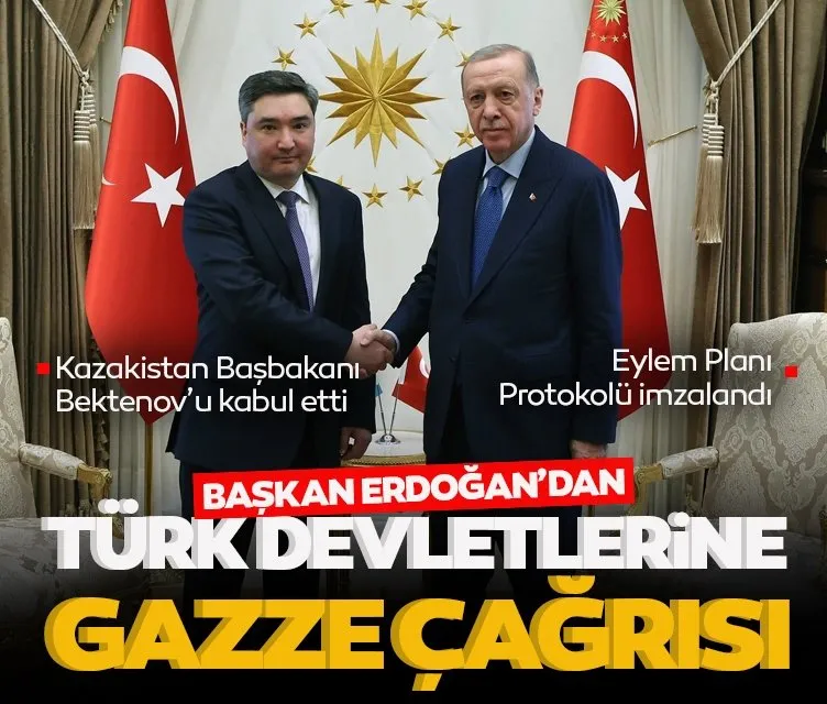 Başkan Erdoğan, Kazakistan Başbakanı Bektenov’u kabul etti! Türk devletlerine Gazze çağrısı