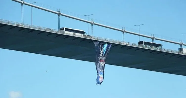 Fatih Sultan Mehmet Köprüsü’ne ’UEFA Süper Kupa’ bayrağı asıldı