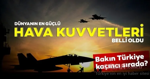 Dünyanın en güçlü hava kuvvetleri listesi açıklandı! İşte Türkiye'nin sıralaması