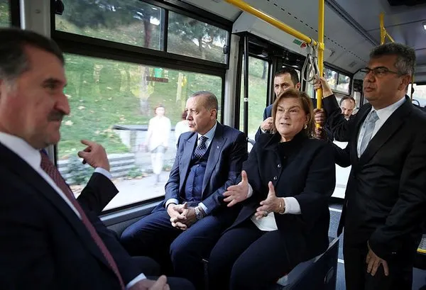 Cumhurbaşkanı Erdoğan, TEMSA'nın elektrikli otobüsü ile Mabeyn Köşkü'ne gitti