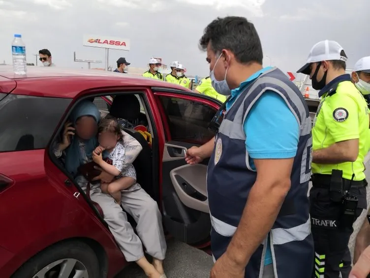 Konya’da dehşete düşüren olay! Çocuğuyla kaçan anneyi polisler kapanla durdurdu