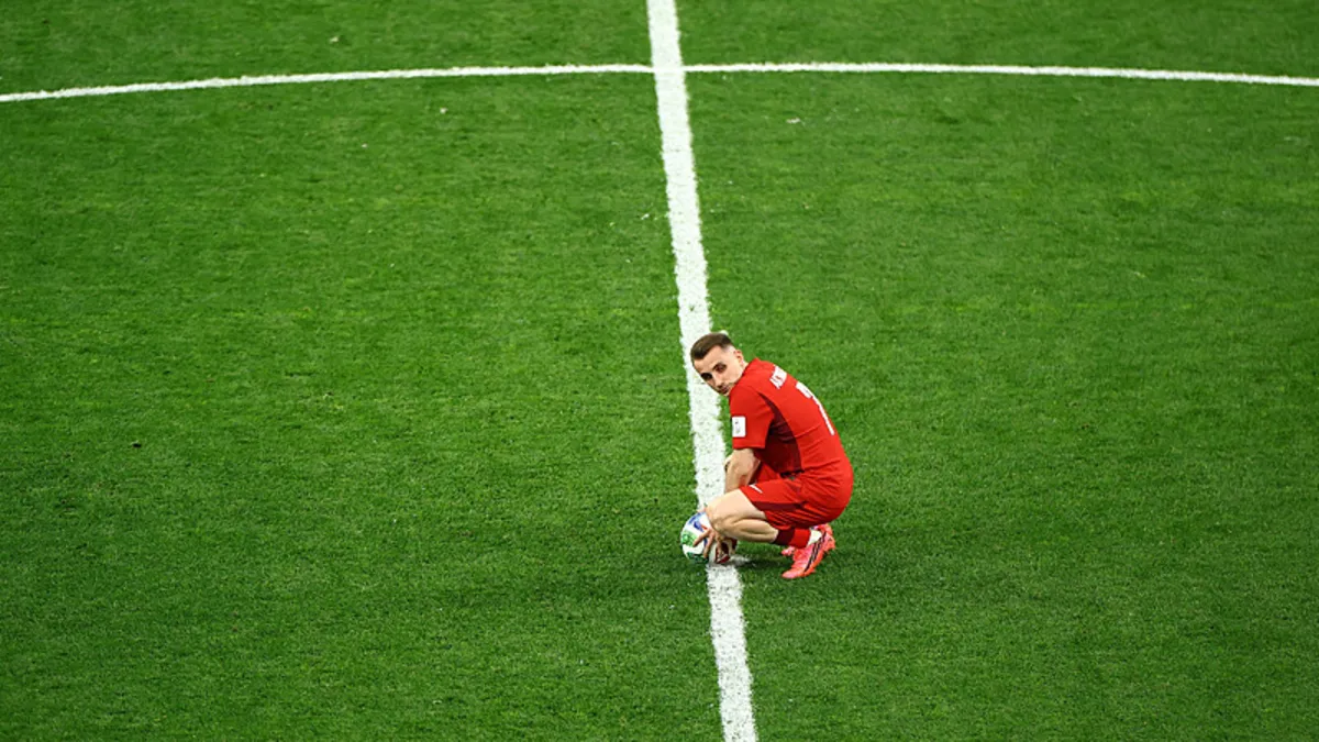 A Milli Futbol Takımı oyuncusu Kerem Aktürkoğlu maç sonrası açıklama yapıyor.