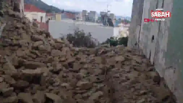 Son dakika! İzmir'deki deprem sonrası Yunanistan'ın Sisam Adası bu hale geldi! | Video
