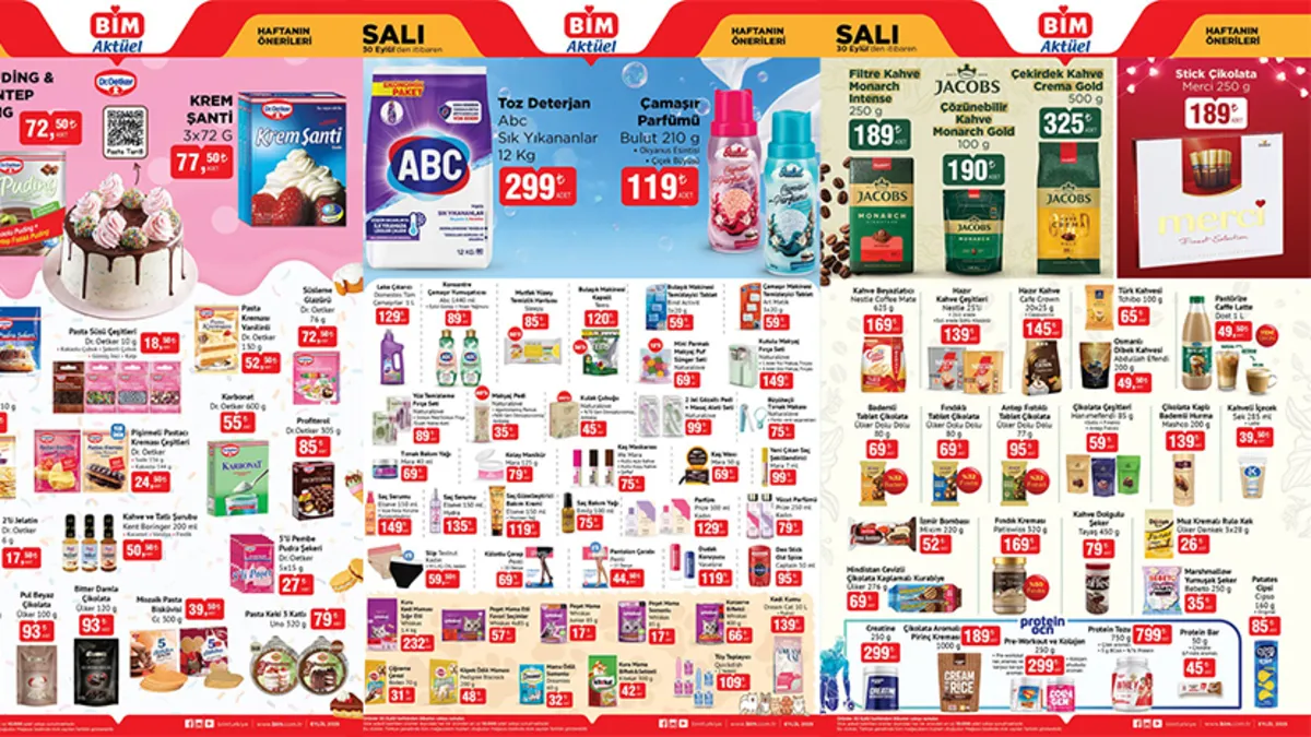 BİM AKTÜEL EKİM AYI KATALOĞU ÇIKTI! 30 Eylül-3 Ekim BİM aktüel ürünleri: Pasta süsleri, deterjanlar, ütü masası, çamaşır kurutmalığı...
