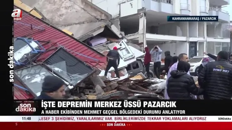 7,7'lik depremin merkez üssü Kahramanmaraş Pazarcık kamerada CANLI YAYIN