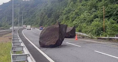 Rize'de Karadeniz Sahil Yolu'na dev kayalar düştü #rize