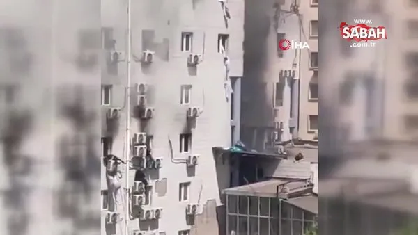 Çin'de hastanede yangın! Onlarca ölü var! Bir kişi çarşafla camdan atladı | Video