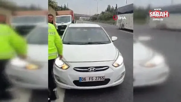 TEM Otoyolu'nda araçta hareketsiz yatan şahıs polisi harekete geçirdi | Video
