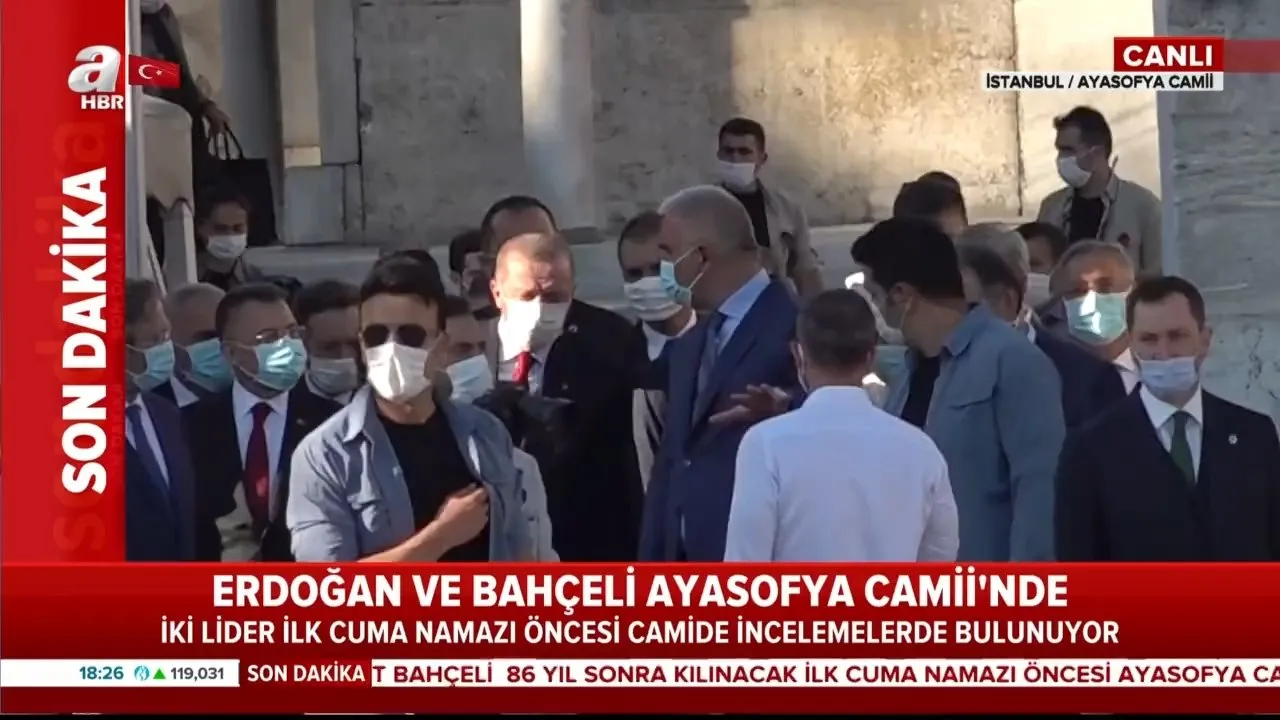 Son dakika: Başkan Erdoğan ve Bahçeli Ayasofya Camii'nde ...
