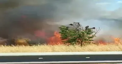 Şanlıurfa’da otomobil alev aldı, kuru otlar tutuştu! #sanliurfa