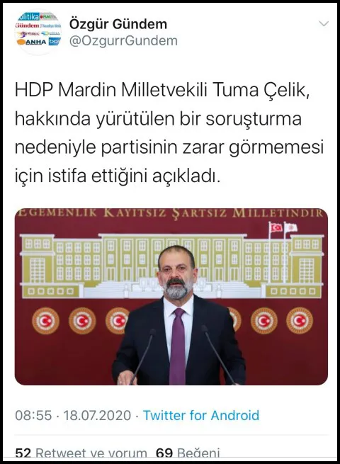 HDP'li Tuma Çelik'in cinsel saldırı suçuna
