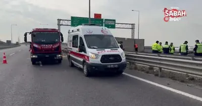 Bariyerlere çarpan tır karşı şeritte devrildi, sürücü ağır yaralandı | Video