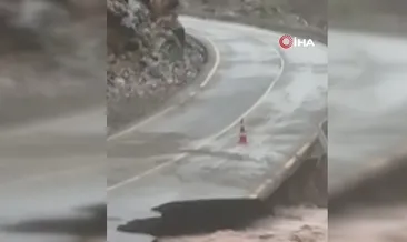 Kayseri’de sel yolu çökertti