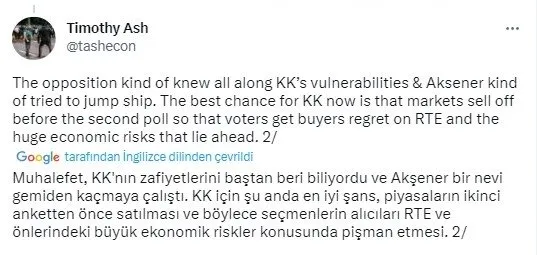 Economist yazarından Kılıçdaroğlu’na skandal borsa spekülasyonu çağrısı! ’Erdoğan’a oy verenler pişman edilmeli’