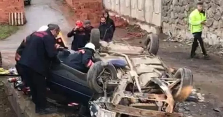 Trabzon’da devrilen otomobilin sürücüsü hayatını kaybetti