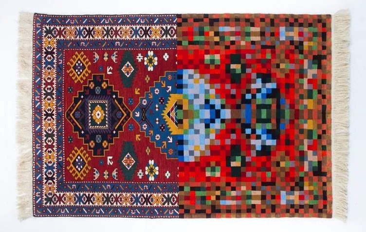 Halıdan sanata! Azerbaycanlı sanatçı el yapımı halıları ilginç yöntemlerle sanata dönüştürüyor