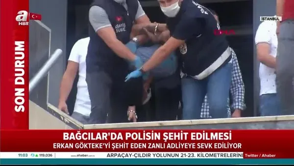 Son Dakika: İstanbul Bağcılar'da Polis Erkan Gökteke'yi şehit eden zanlı Adliye'ye sevk edildi | Video