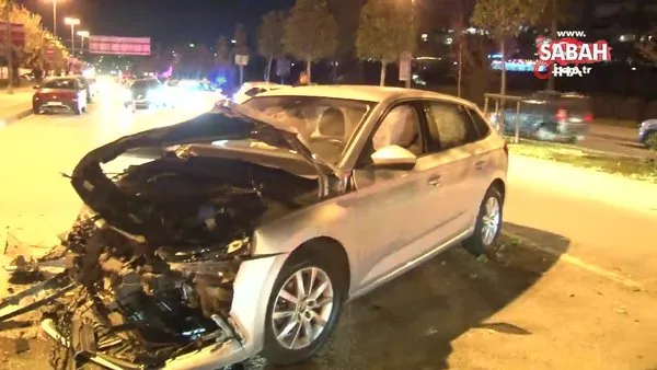 Maltepe'de karşı yönlerden gelen 2 otomobil çarpıştı | Video