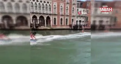 Venedik’teki Büyük Kanal’da iki kişi sörf yaptı | Video