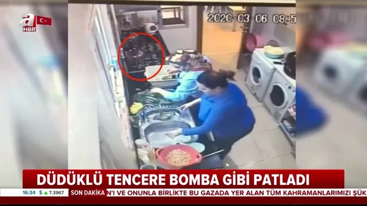 Son dakika haberi... Düdüklü tencerenin bomba gibi patlama anı kamerada | Video