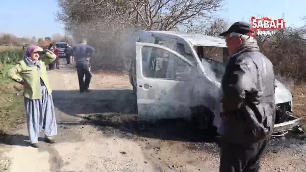 Alkollü sürücünün içindeyken ateşin üzerine park ettiği araç küle döndü | Video