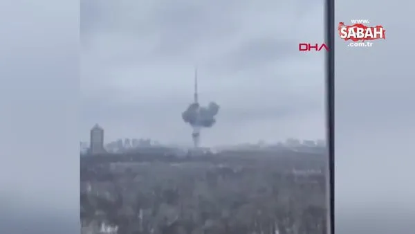 SON DAKİKA! Rusya, Kiev Televizyon Kulesi'ni böyle vurdu | Video