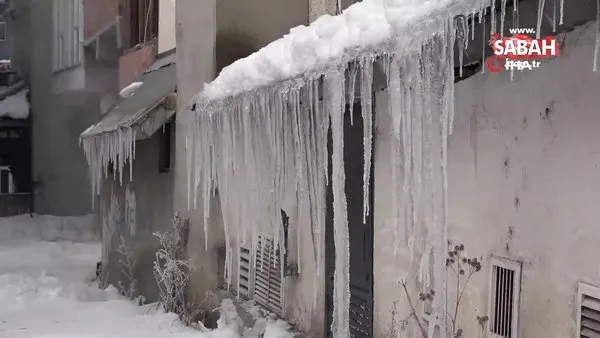 Ardahan'da soğuk hava: Araçlar çalışmadı, buz sarkıtları oluştu | Video