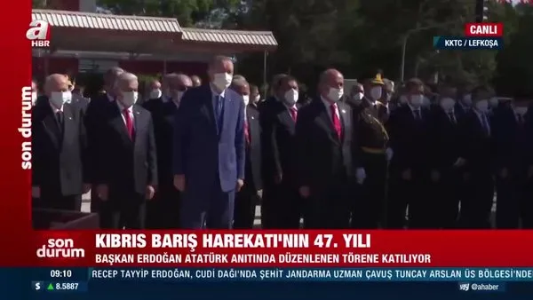 Başkan Erdoğan KKTC'de Atatürk Anıtında düzenlenen törene katıldı, Anıt Defteri'ni imzaladı | Video