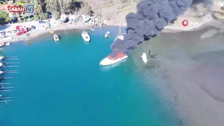 Marmaris’te lüks motoryatta yangın | Video