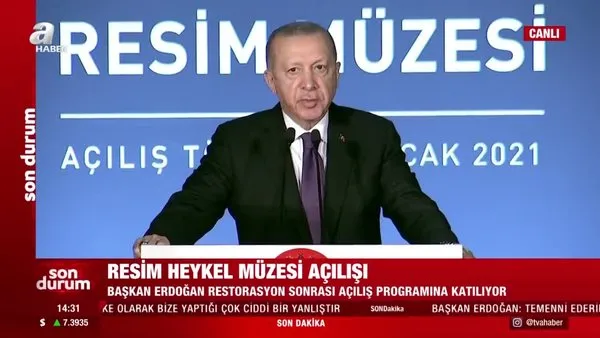 Son dakika: Cumhurbaşkanı Erdoğan'dan Resim Heykel Müzesi açılışında önemli açıklamalar | Video