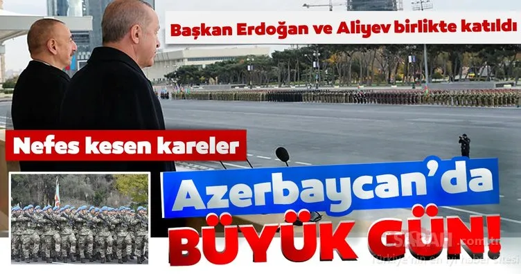 Son dakika: Azerbaycan’da zafer günü! Başkan Erdoğan ve Aliyev birlikte katıldı