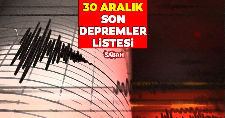 Son Dakika deprem mi oldu, nerede, kaç şiddetinde? 30 Aralık AFAD ve Kandilli Rasathanesi son depremler listesi