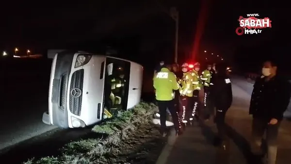 Kocaeli’de işçileri taşıyan servis minibüsü devrildi: 6 yaralı | Video
