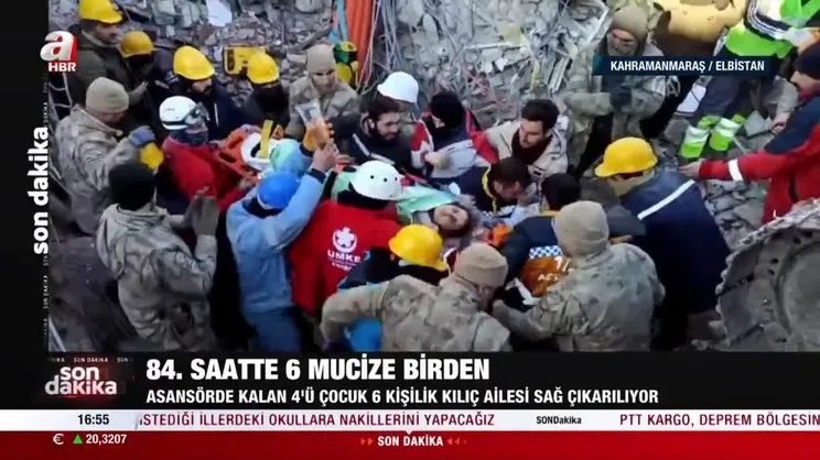 Kahramanmaraş’ta 84 saat sonra gelen mucize! Asansörde kalan 4’ü çocuk, 6 kişilik aile enkazdan sağ çıkarıldı