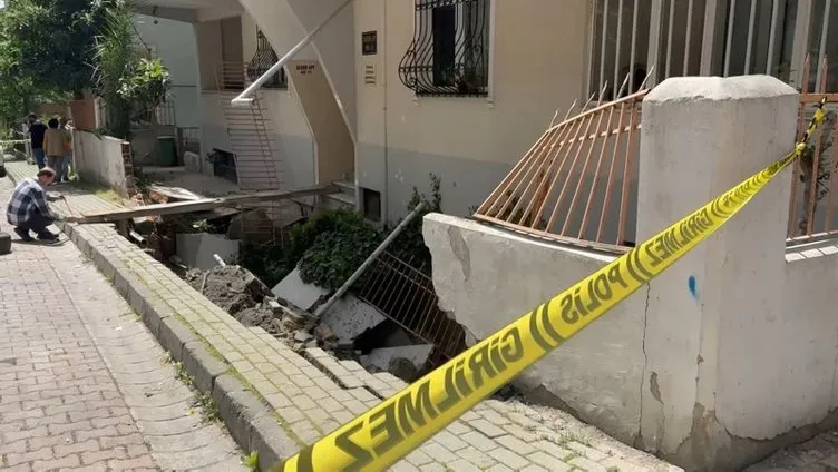 Yer İstanbul: Kaldırım çöktü 4 katlı bina boşaltıldı!