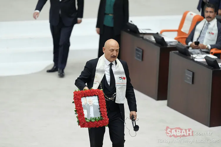 TBMM’deki tarihi oturumda anlamlı görüntü: Şehit İsmail Haniyye unutulmadı