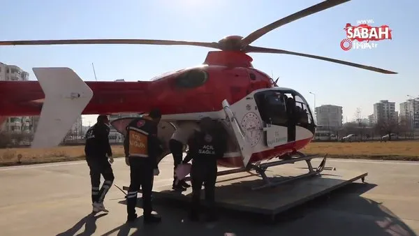 Kalp krizi geçiren hasta, ambulans helikopter ile hastaneye sevk edildi | Video